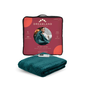 Dreamland Hurry Home Deluxe Velvet Warming Throw - Emerald Green Quilted Herringbone