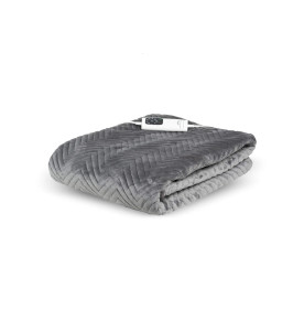 Dreamland Hurry Home Deluxe Velvet Warming Throw - Grey Quilted Herringbone