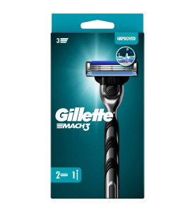 Gillette Mach3 Razor For Men, 1 Gillette Razor, 2 Razor Blade Refills