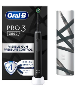 Oral-B Pro 3 3500 Electric Toothbrush Black Striking, Travel Case