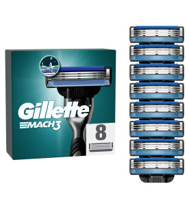 Gillette Mach3 Razor Refills for Men, 8 Razor Blade Refills