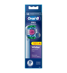 Oral-B Pro 3D White Toothbrush Heads, 4 Counts