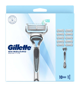 Gillette SkinGuard Sensitive Men’s Razor, 1 Handle, 10 Blade Refills