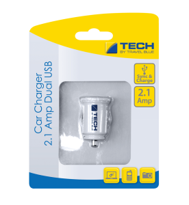 Travel Blue Tech Car Charger - 2.1 A Dual USB