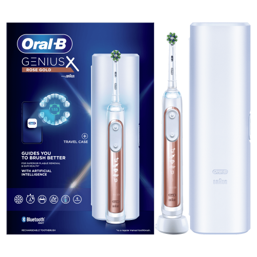 OralB Genius X Rose Gold Electric Toothbrush Designed By Braun Mashco
