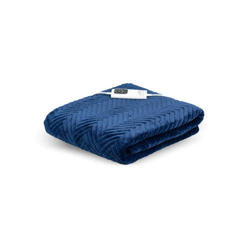 Dreamland Hurry Home Deluxe Velvet Warming Throw - Navy Blue Quilted Herringbone