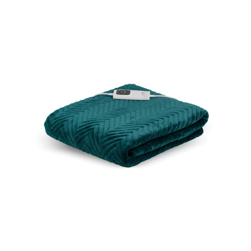 Dreamland Hurry Home Deluxe Velvet Warming Throw - Emerald Green Quilted Herringbone