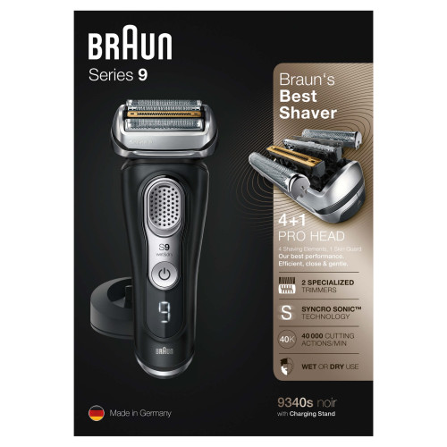  Braun Series 9 9340s Electric Shaver, Charging Stand, Noir