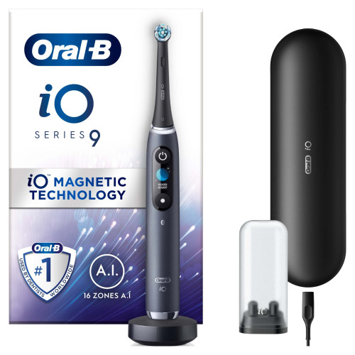 Oral-B iO 9 Black Electric Toothbrush, Charging Travel Case