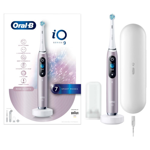 Oral-B iO 9 Rose Quartz Electric Toothbrush, Charging Travel Case