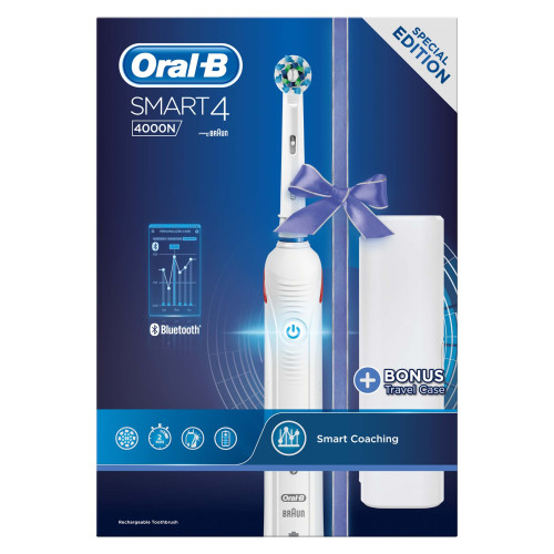 Oral-B Smart 4 - 4000N Rechargeable Electric Toothbrush White, Travel Case