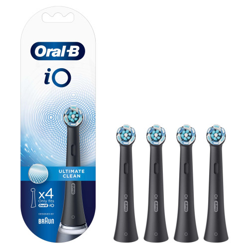 Oral-B iO Ultimate Clean Black Electric Toothbrush Heads, Pack of 4 Counts