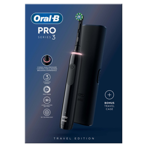 Oral-B Pro Series 3 Black Electric Toothbrush, Travel Case