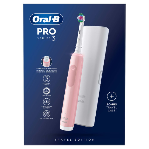 Oral-B Pro Series 3 Pink Electric Toothbrush, Travel Case