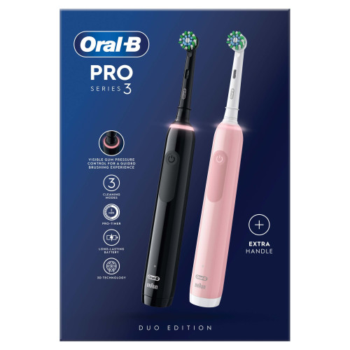 Oral-B Pro Series 3 Black & Pink Electric Toothbrushes