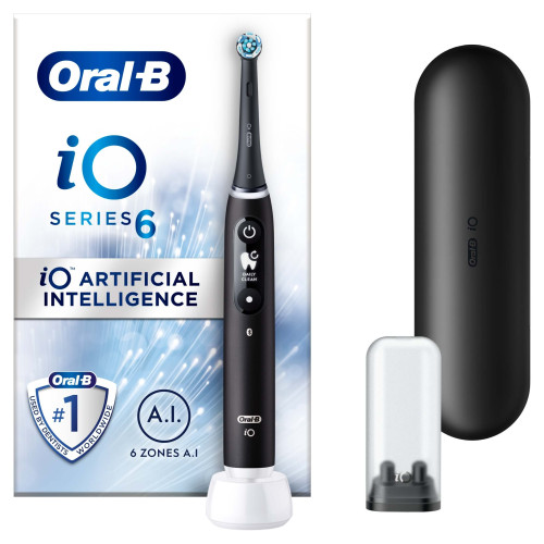 Oral-B iO 6 Black Electric Toothbrush, Travel Case