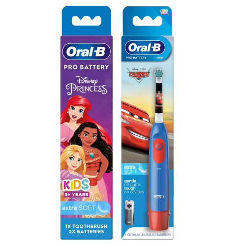 Oral-B Pro Battery Powered Toothbrush Featuring Cars and Princesses Characters 