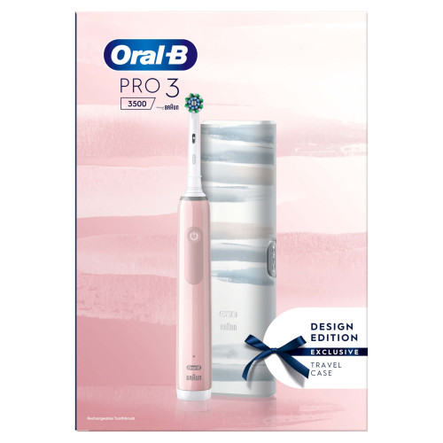 Oral B Pro 3500 Electric Toothbrush Pink Striking, Travel Case