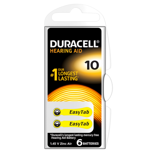 Duracell EasyTab 10 (230) Hearing Aid Batteries (Card of 6)