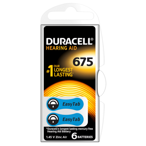 Duracell EasyTab 675 Hearing Aid Batteries (Card of 6)