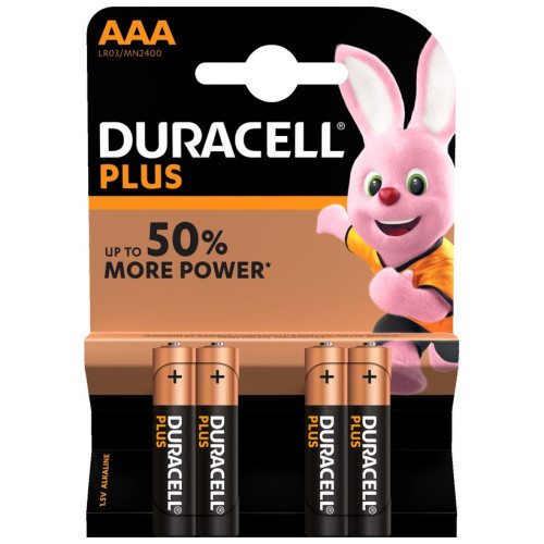 Duracell Plus Power AAA 4 Pack Alkaline Batteries