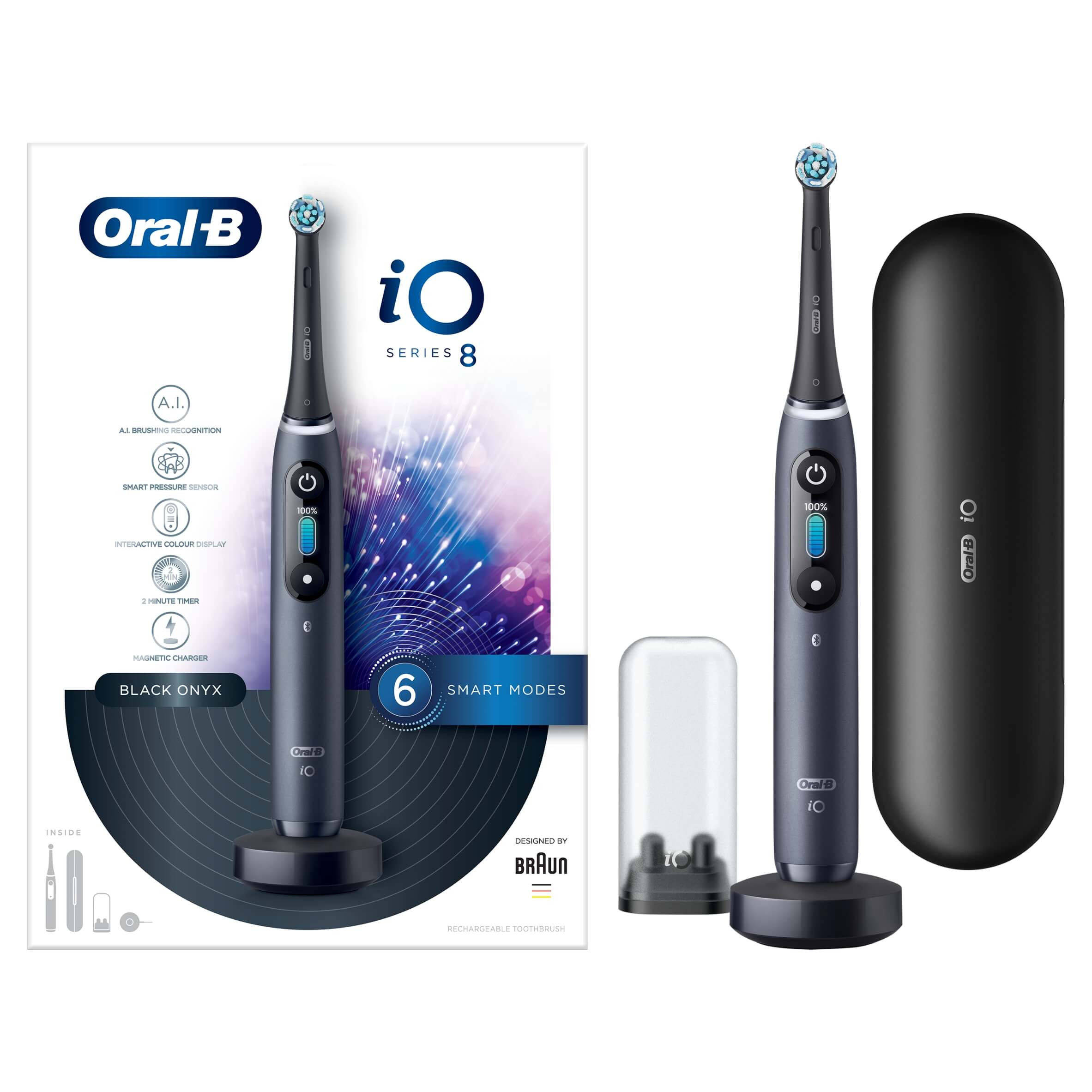 OralB iO 8 Black Electric Toothbrush, Travel Case Mashco