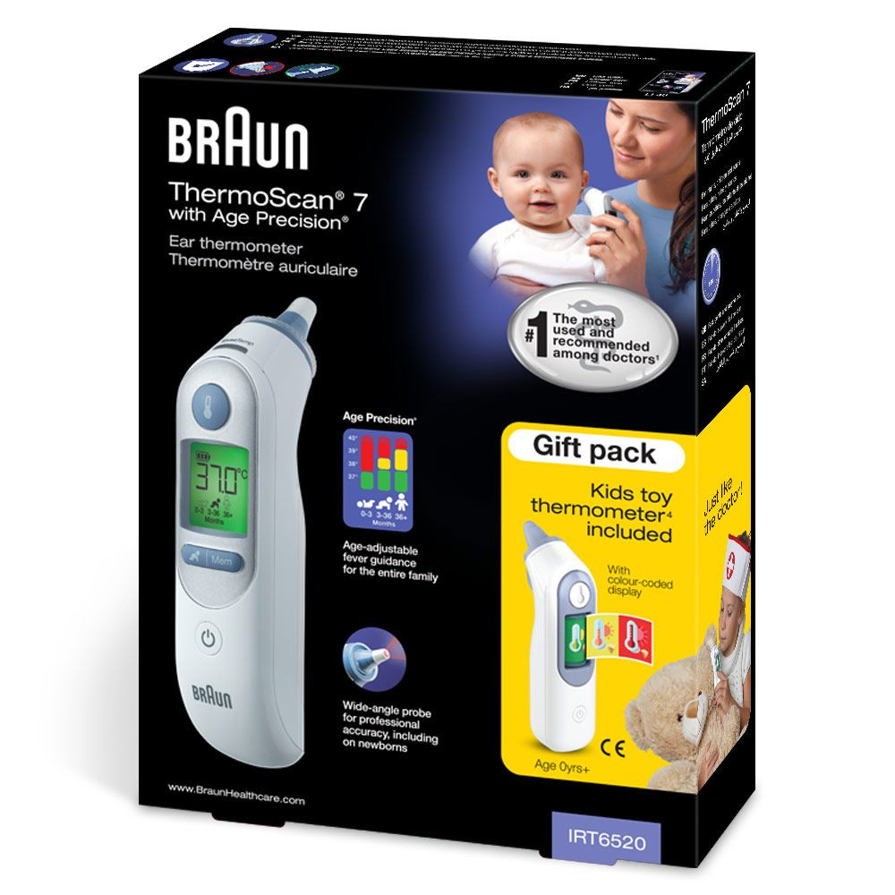 Braun ThermoScan 7 with Age Precision Ear Thermometer. Gift pack with