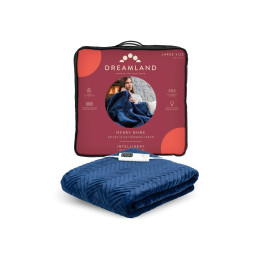 Dreamland Hurry Home Deluxe Velvet Warming Throw - Navy Blue Quilted Herringbone