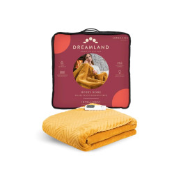 Dreamland Hurry Home Deluxe Velvet Warming Throw - Mustard Quilted Herringbone