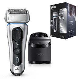  Braun Series 8 8390cc Electric Shaver, Clean&Charge Station, Silver