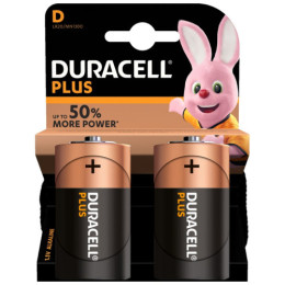 Duracell Plus Power D 2 Pack Alkaline Batteries