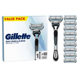 Gillette SkinGuard Sensitive Men’s Razor, 1 Handle, 10 Blade Refills