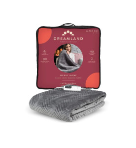 Dreamland Hurry Home Deluxe Velvet Warming Throw - Grey Quilted Herringbone