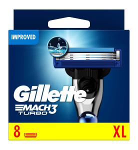 Gillette Mach3 Turbo Razor Refills for Men, 8 Razor Blade Refills