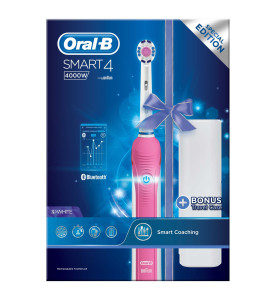 Oral-B Smart 4 -4000W- Electric Toothbrush Pink, Travel Case
