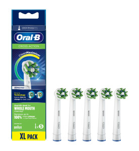 Oral-B CrossAction Toothbrush Head with CleanMaximiser Technology, Pack of 5 Counts