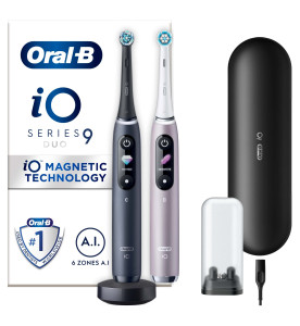 Oral-B iO 9 Black & Rose Electric Toothbrush, Charging Travel Case