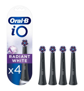 Oral-B iO Radiant White Black Brush Heads, 4 Counts