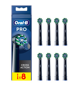 Oral-B Pro Cross Action Black Toothbrush Heads, 8 Counts