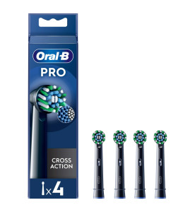Oral-B Pro Cross Action Black Toothbrush Heads, 4 Counts