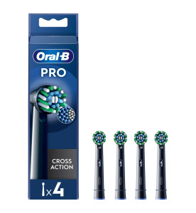 Oral-B Pro Cross Action Black Toothbrush Heads, 4 Counts