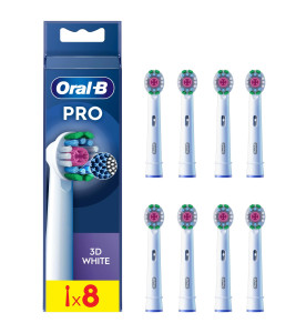 Oral-B Pro 3D White Toothbrush Heads, 8 Counts