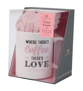 Aroma Home Printed Ceramic Mug & Cosy Socks (Pink)