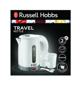 Russell Hobbs 23840 Compact Travel Electric Kettle, Plastic, 1000 W, White